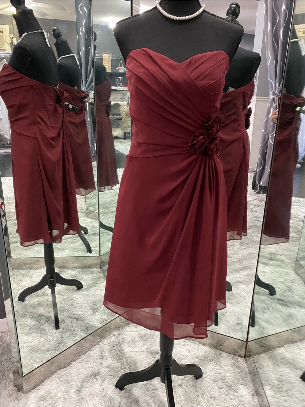 Alfred Angelo Women's Strapless Mahogany Chiffon Cocktail Dress